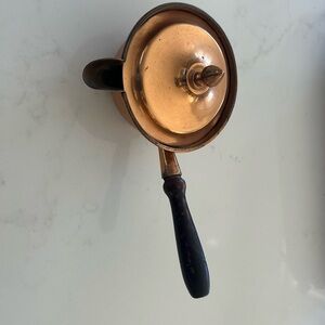 Vintage Copper Saucepan with Lid and Black Handle